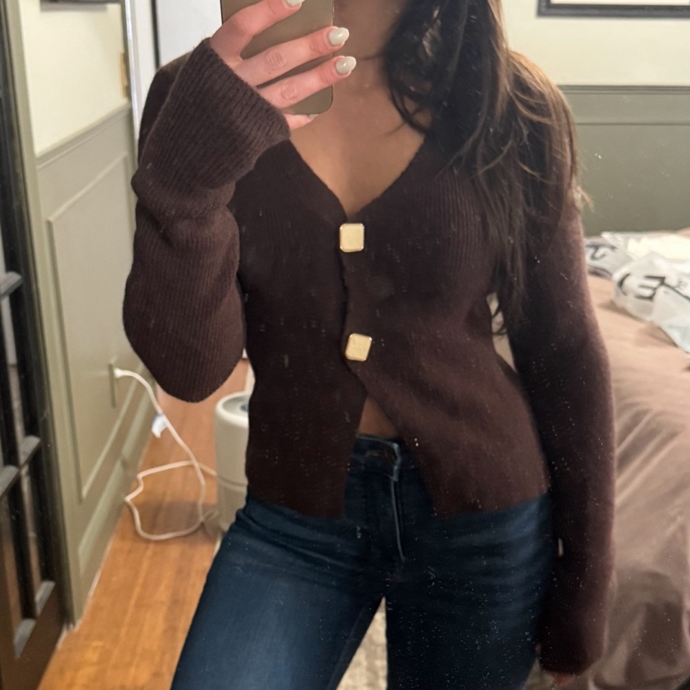 Cardigan Sweater Coffee Brown xs